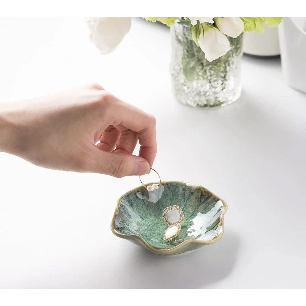 Ceramic Ring Dish, Jewelry Dish Holder, Small Trinket Tray Plate Set Of 2